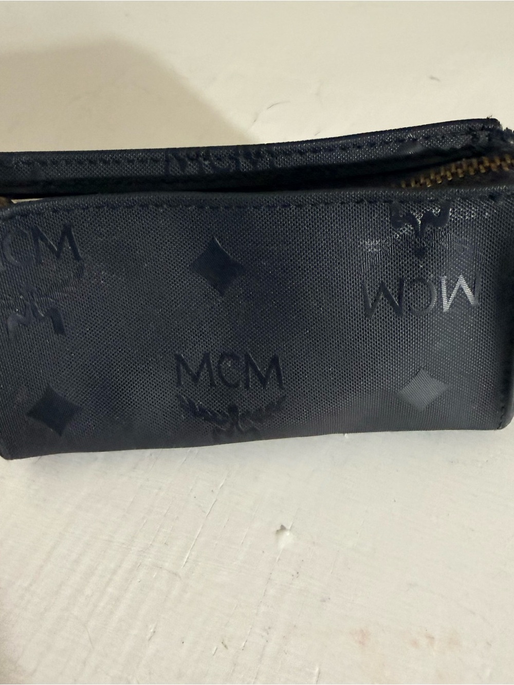 MCM Black Monogram Zip Coin Purse